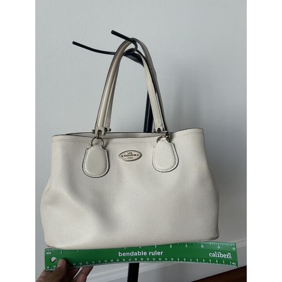 Coach 34563 Women Crossgrain Top Handle Hand Bag Purse White Chalk Carry-all - Picture 2 of 11